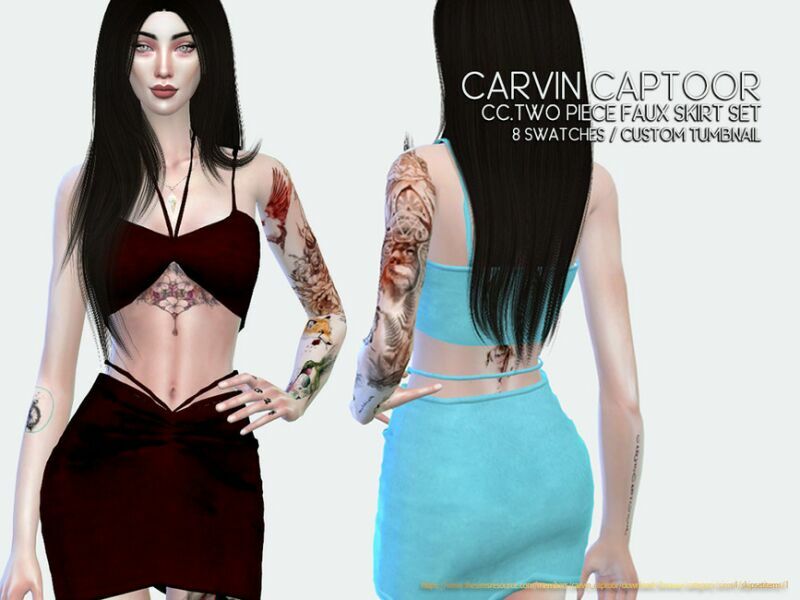 Cc.two Piece Faux Skirt SET 1 Cc.two Piece Faux Skirt SET Sims 4 CC