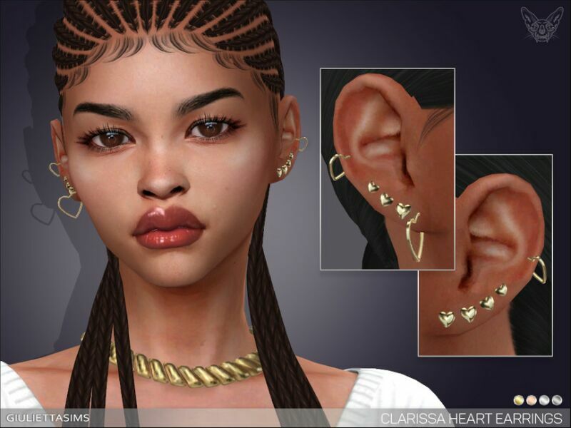 Clarissa Heart Earrings By Feyona 1 Clarissa Heart Earrings By Feyona Sims 4 CC