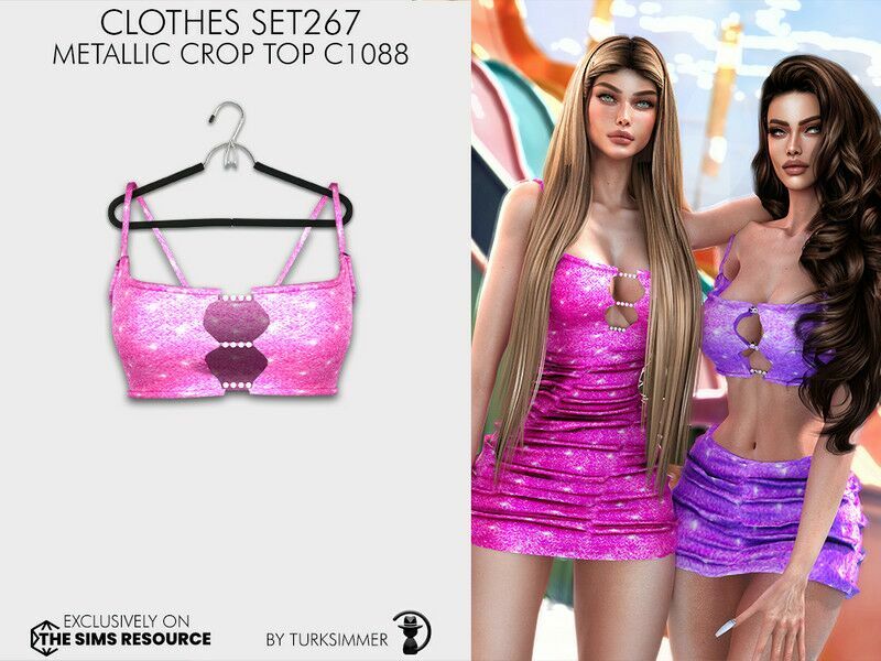 Clothes SET267 – Metallic Crop TOP C1088 / Everyday 1 Clothes SET267 – Metallic Crop TOP C1088 / Everyday Sims 4 CC