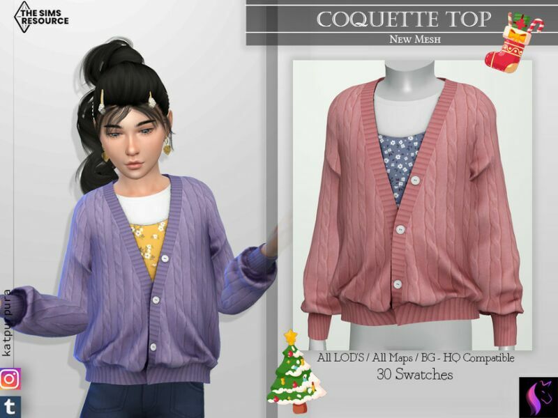 Coquette TOP By Katpurpura 1 Coquette TOP By Katpurpura Sims 4 CC