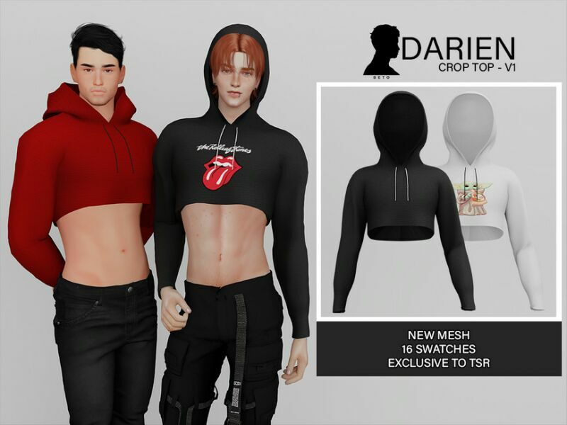 Darien (Crop TOP V1) 1 Darien (Crop TOP V1) Sims 4 CC