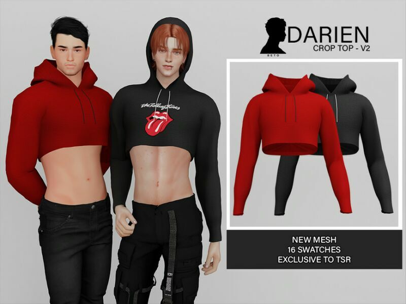 Darien (Crop TOP V2) 1 Darien (Crop TOP V2) Sims 4 CC