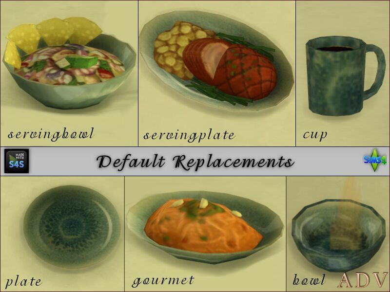 Default Replacements Tableware 8 sims 4 cc default replacements tableware 3
