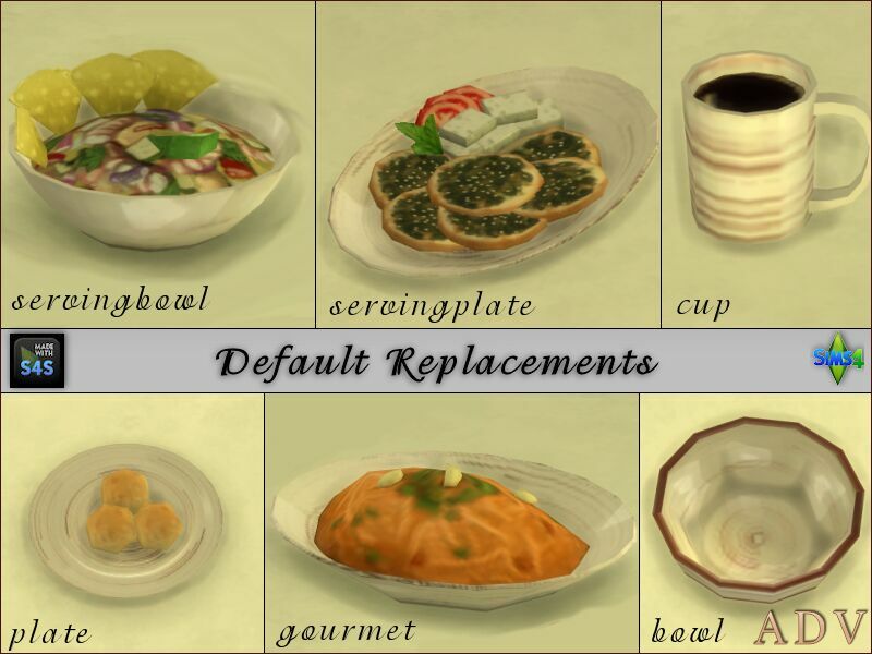 Default Replacements Tableware 7 sims 4 cc default replacements tableware 5