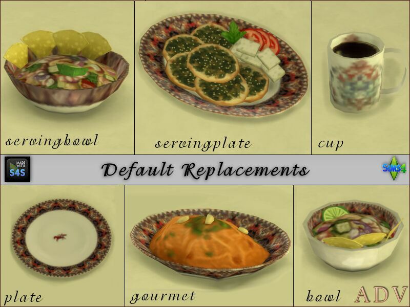 Default Replacements Tableware 4 sims 4 cc default replacements tableware 7