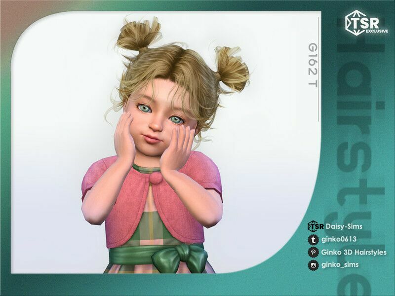 Double Buns Hairstyle For Toddlers – G162T 1 Double Buns Hairstyle For Toddlers – G162T Sims 4 CC