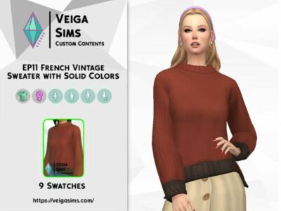 EP11 French Vintage Sweater With Solid Colors Sims 4 CC