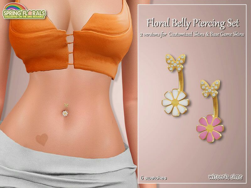 Floral Belly Button Piercing SET By Wisteriasims 1 Floral Belly Button Piercing SET By Wisteriasims Sims 4 CC
