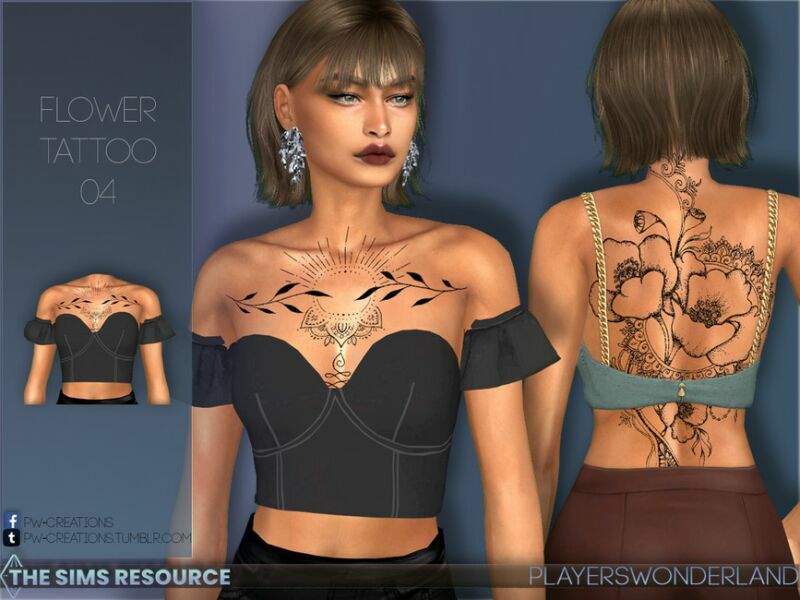 Flower Tattoo 04 By Playerswonderland 1 Flower Tattoo 04 By Playerswonderland Sims 4 CC