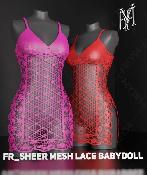 Fr_Sheer Mesh Lace Babydoll By Freys4 1 Fr_Sheer Mesh Lace Babydoll By Freys4 Sims 4 CC