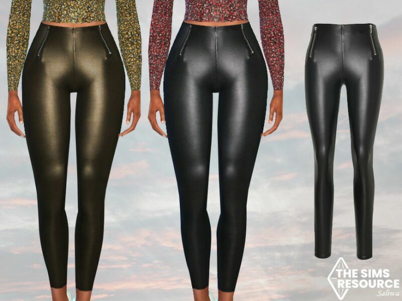 Front Zipper Leather Leggings By Saliwa 1 Front Zipper Leather Leggings By Saliwa Sims 4 CC