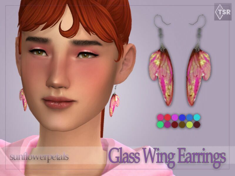 Glass Wing Earrings By Sunflowerpetalscc 1 Glass Wing Earrings By Sunflowerpetalscc Sims 4 CC