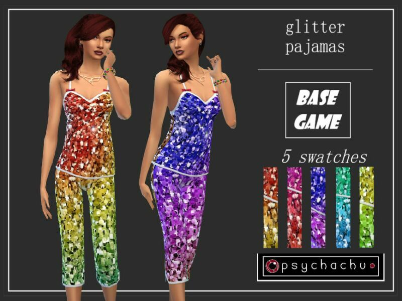Glitter Pajamas (NY 2021) By Psychachu 1 Glitter Pajamas (NY 2021) By Psychachu Sims 4 CC