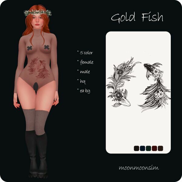 Gold Fish Tattoo By Moonmoonsim 1 Gold Fish Tattoo By Moonmoonsim Sims 4 CC