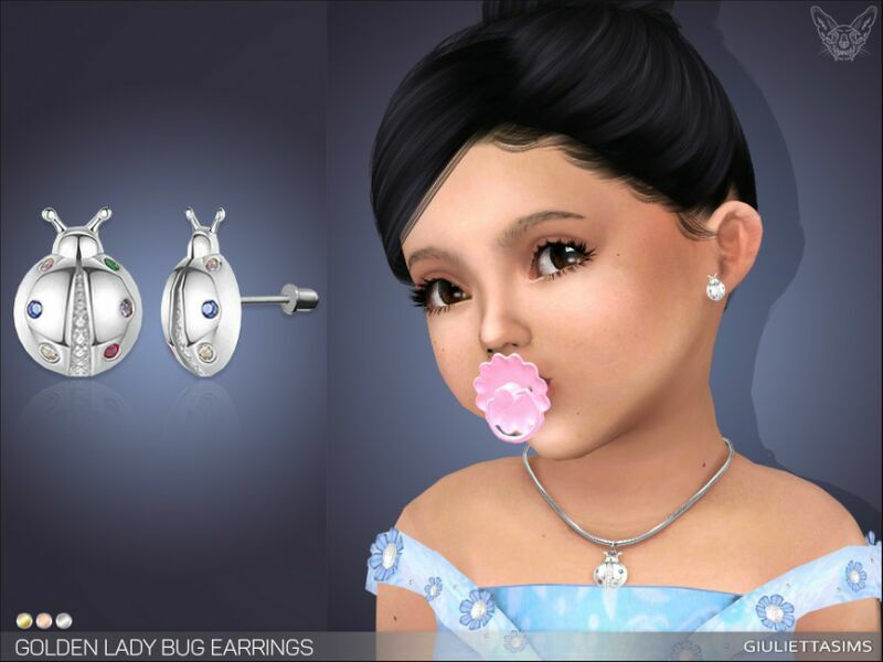 Golden Lady BUG Earrings For Toddlers By Feyona 1 Golden Lady BUG Earrings For Toddlers By Feyona Sims 4 CC