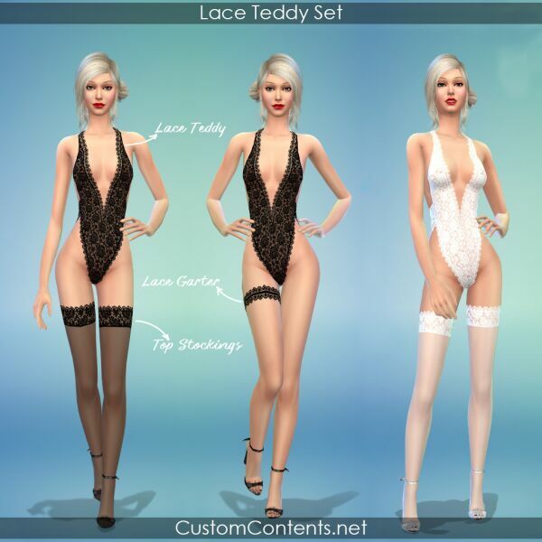 Gray Vixen Lace Teddy 1 Gray Vixen Lace Teddy Sims 4 CC