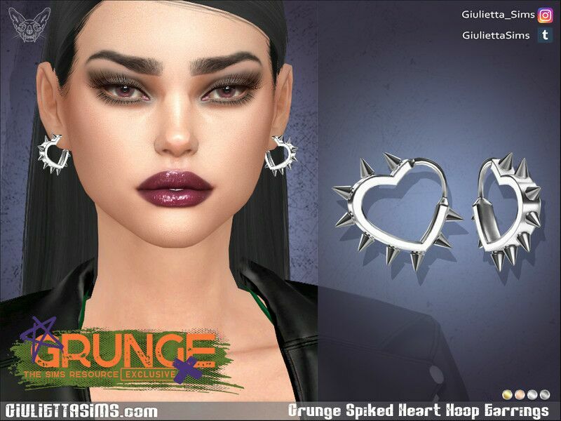Grunge Spiked Heart Hoop Earrings By Feyona 1 Grunge Spiked Heart Hoop Earrings By Feyona Sims 4 CC