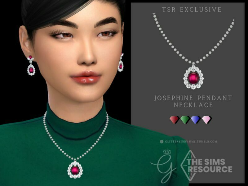 Josephine Pendant Necklace By Glitterberryfly 1 Josephine Pendant Necklace By Glitterberryfly Sims 4 CC