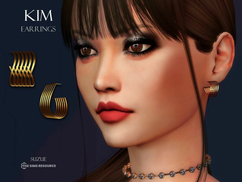 KIM Earrings By Suzue 1 KIM Earrings By Suzue Sims 4 CC