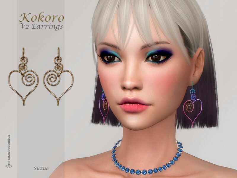 Kokoro Earrings V2 By Suzue 1 Kokoro Earrings V2 By Suzue Sims 4 CC