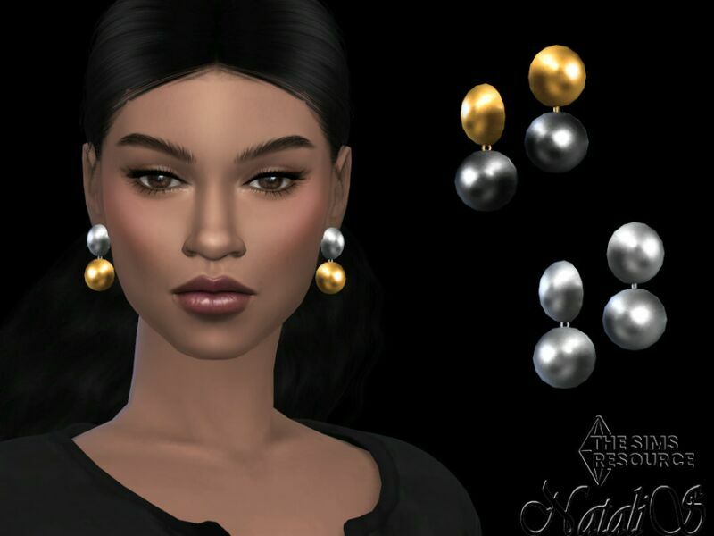 Large Metal Balls Earrings By Natalis 1 Large Metal Balls Earrings By Natalis Sims 4 CC