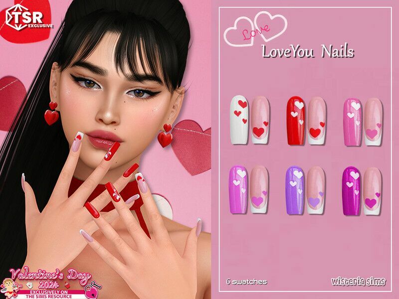 Love YOU Nails 1 Love YOU Nails Sims 4 CC