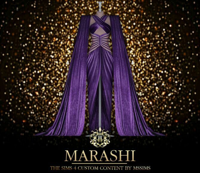 Marashi Gown With Cape ACC By Mssims 1 Marashi Gown With Cape ACC By Mssims Sims 4 CC