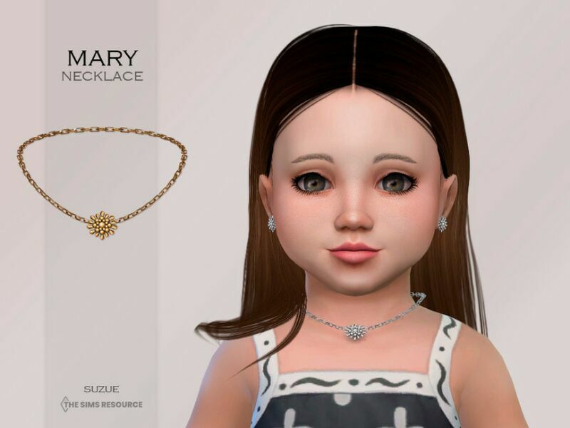 Mary Necklace Toddler By Suzue 1 Mary Necklace Toddler By Suzue Sims 4 CC