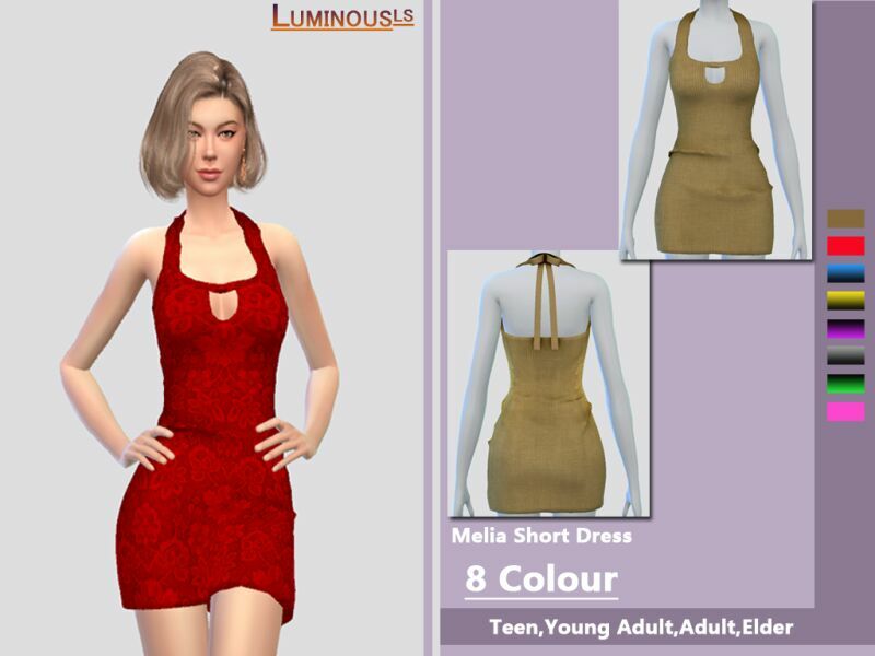 Melia Short Dress By Luminousls 1 Melia Short Dress By Luminousls Sims 4 CC