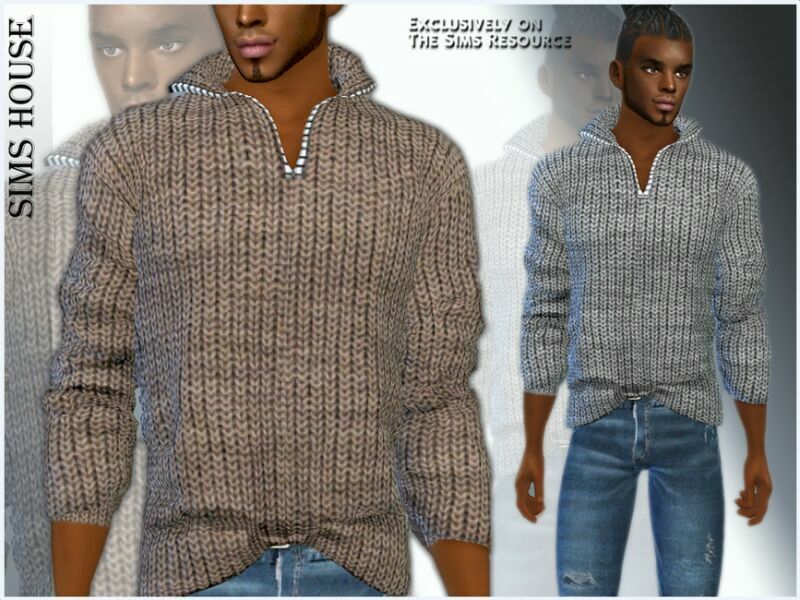 Men’S Sweater With Zipper ON The Neck 1 Men’S Sweater With Zipper ON The Neck Sims 4 CC