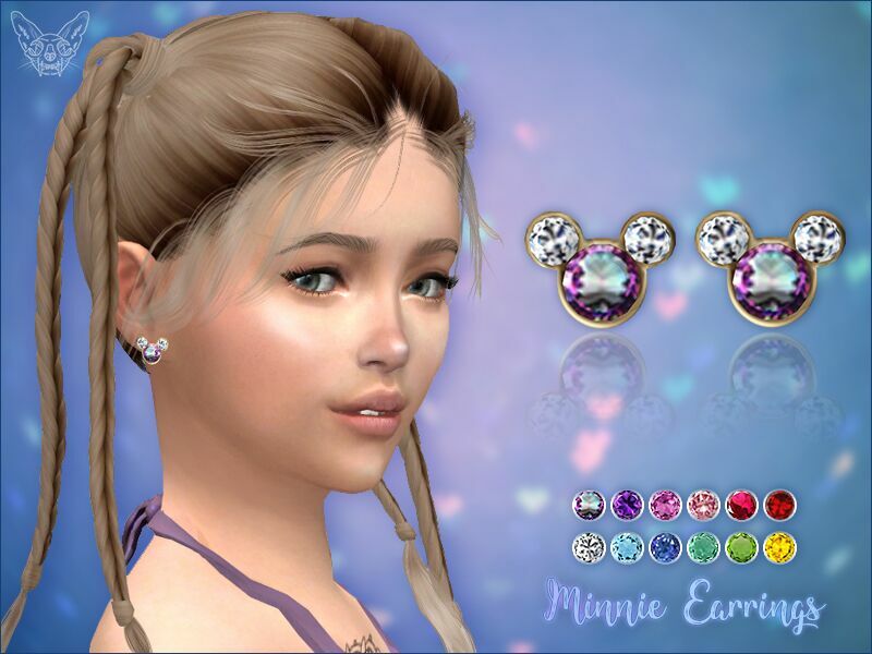 Minnie Earrings With Birthstones For Kids By Giulietta 1 Minnie Earrings With Birthstones For Kids By Giulietta Sims 4 CC