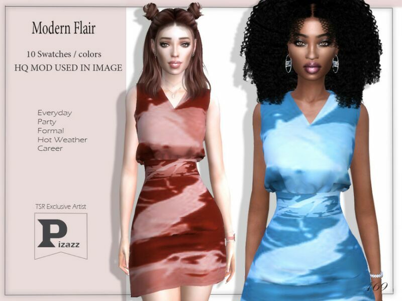 Modern Flair Dress By Pizazz 1 Modern Flair Dress By Pizazz Sims 4 CC