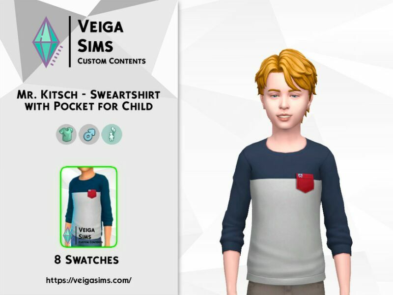 MR. Kitsch – Bicolor Sweartshirt With Pocket For Child 2 sims 4 cc mr kitsch bicolor sweartshirt with pocket for child 2