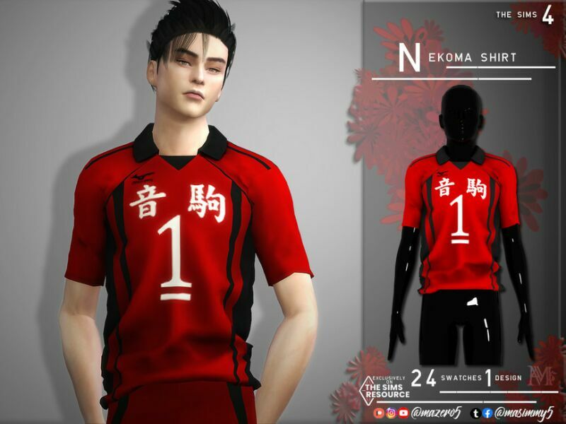 Nekoma Shirt By Mazero5 1 Nekoma Shirt By Mazero5 Sims 4 CC