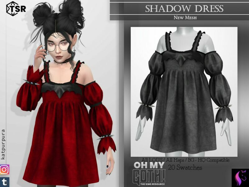 OH MY Goth! Shadow Dress By Katpurpura 1 OH MY Goth! Shadow Dress By Katpurpura Sims 4 CC