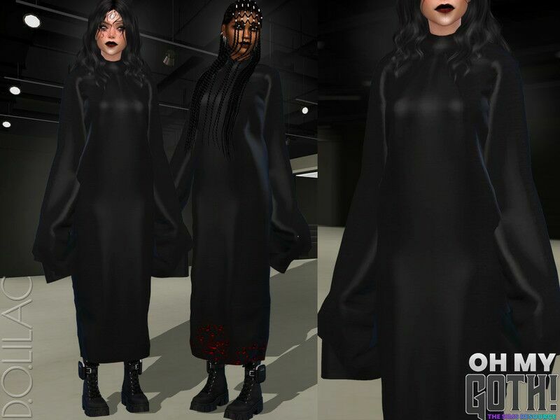 OH MY Goth – Witch Dress DO06 1 OH MY Goth – Witch Dress DO06 Sims 4 CC