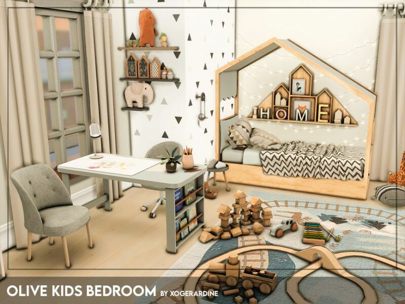 Olive Kids Bedroom (TSR Only CC) By Xogerardine 1 Olive Kids Bedroom (TSR Only CC) By Xogerardine Sims 4 CC