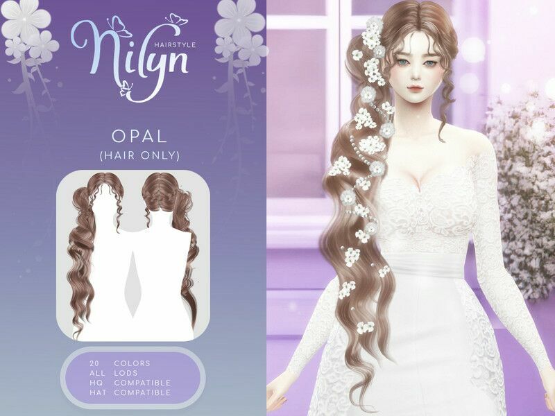 Opal Hair (Patreon) By Nilyn 1 Opal Hair (Patreon) By Nilyn Sims 4 CC