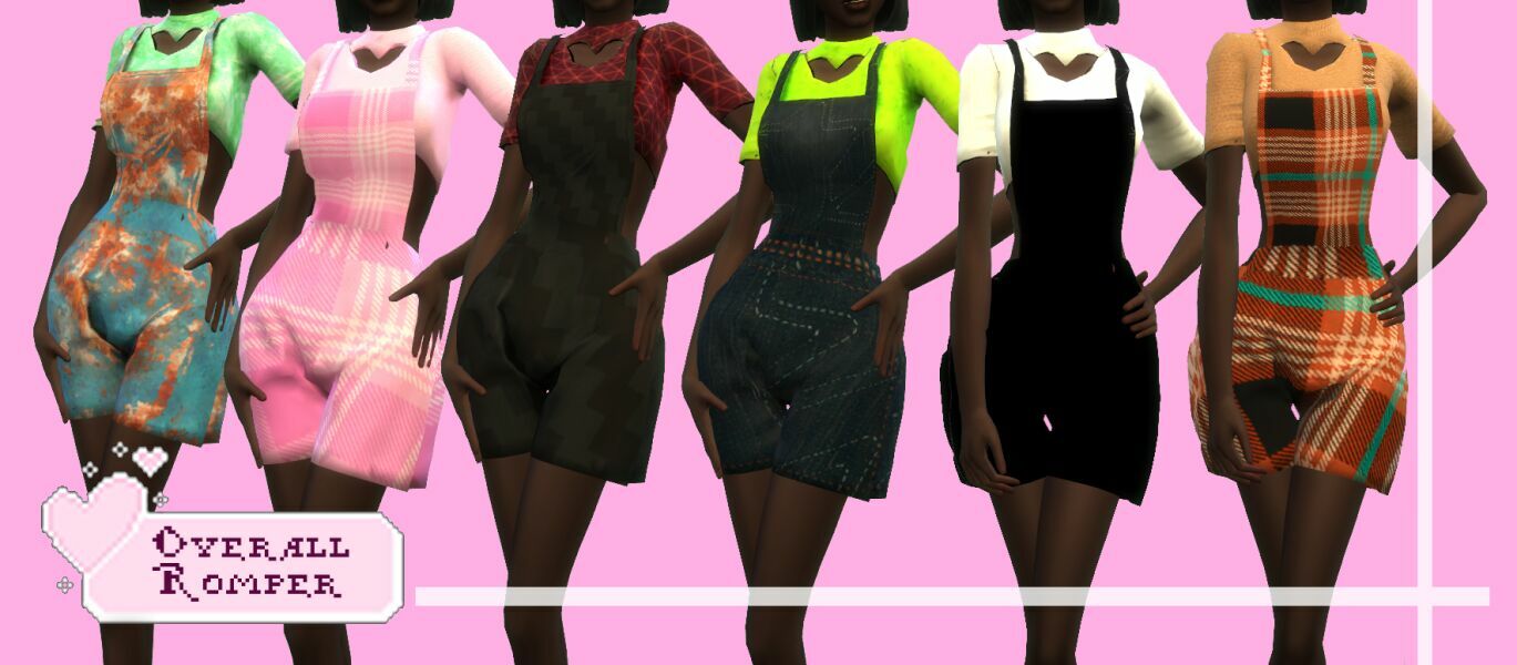 Overall Romper With Heart 6 sims 4 cc overall romper with heart 2