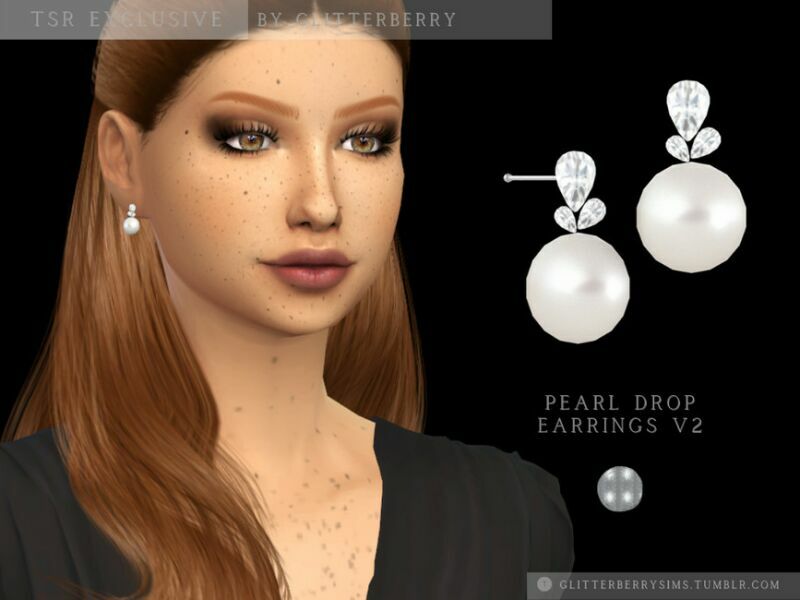 Pearl Drop Earrings V2 By Glitterberryfly 1 Pearl Drop Earrings V2 By Glitterberryfly Sims 4 CC
