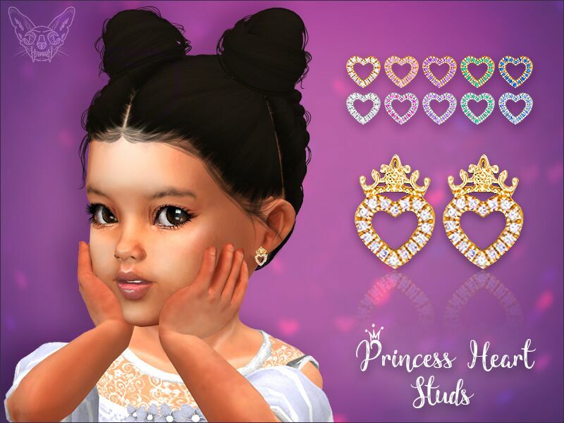 Princess Heart Stud Earrings For Toddlers By Giulietta 1 Princess Heart Stud Earrings For Toddlers By Giulietta Sims 4 CC