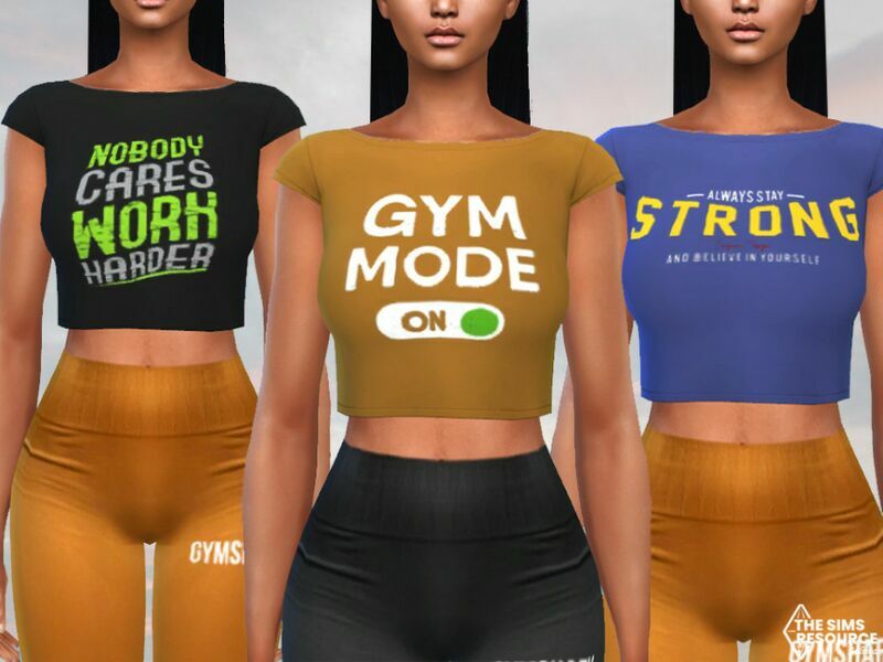 Printed GYM Cropped Tops By Saliwa 1 Printed GYM Cropped Tops By Saliwa Sims 4 CC