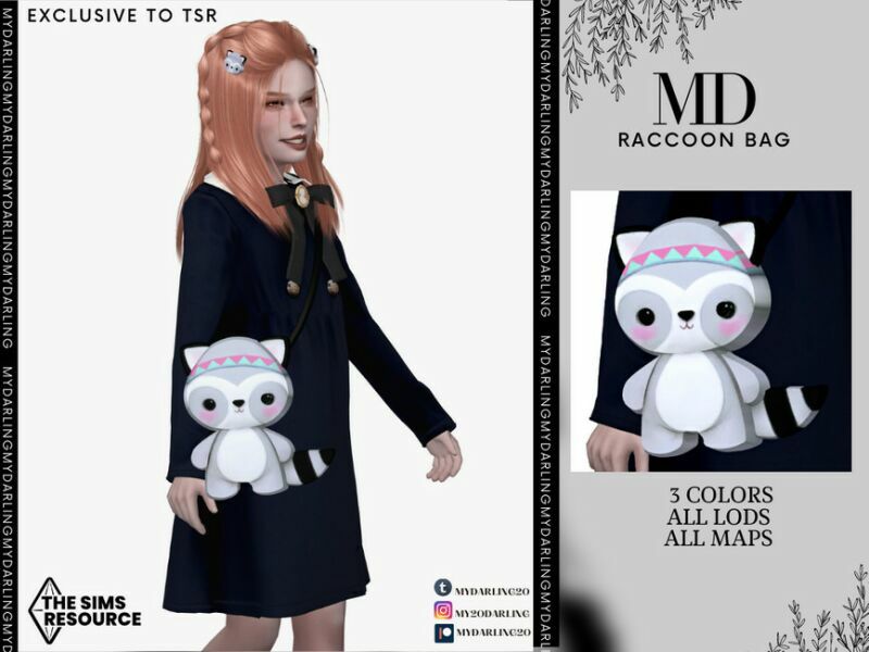 Raccoon BAG Child By Mydarling20 1 Raccoon BAG Child By Mydarling20 Sims 4 CC