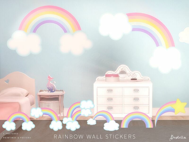 Rainbow Wall Stickers By Creptella 1 Rainbow Wall Stickers By Creptella Sims 4 CC