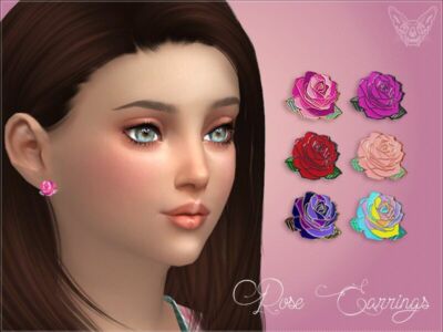 Rose Stud Earrings For Kids By Giulietta Sims 4 CC