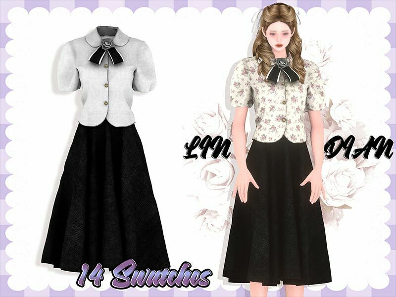 Round Neck Long Skirt 1 Round Neck Long Skirt Sims 4 CC