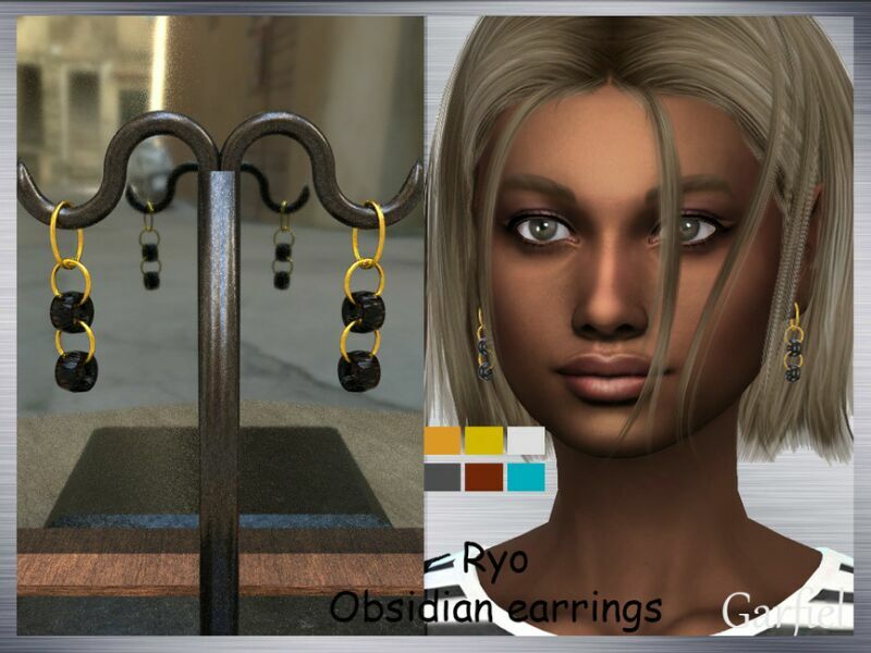 RYO Obsidian Earrings By Garfiel 1 RYO Obsidian Earrings By Garfiel Sims 4 CC