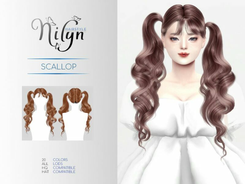 Scallop Hair – NEW Mesh By Nilyn 1 Scallop Hair – NEW Mesh By Nilyn Sims 4 CC