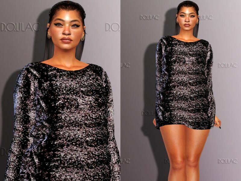 Sequin Sweater Dress DO261 1 Sequin Sweater Dress DO261 Sims 4 CC