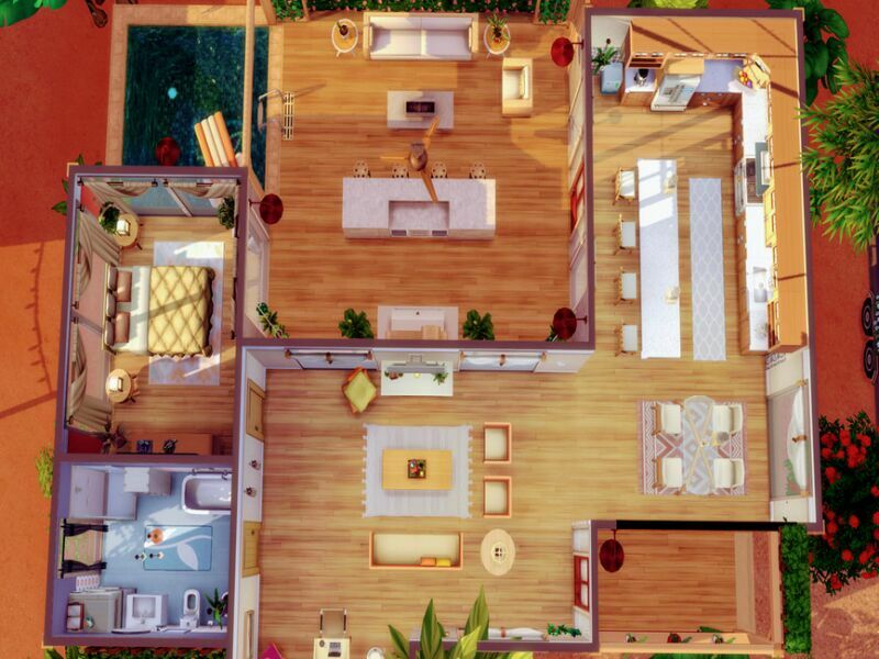 Single SIM Bungalow By Ljanep6 5 sims 4 cc single sim bungalow by ljanep6 3